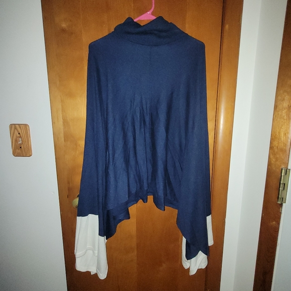 White House Black Market Sweaters - WHBM Navy and White Poncho